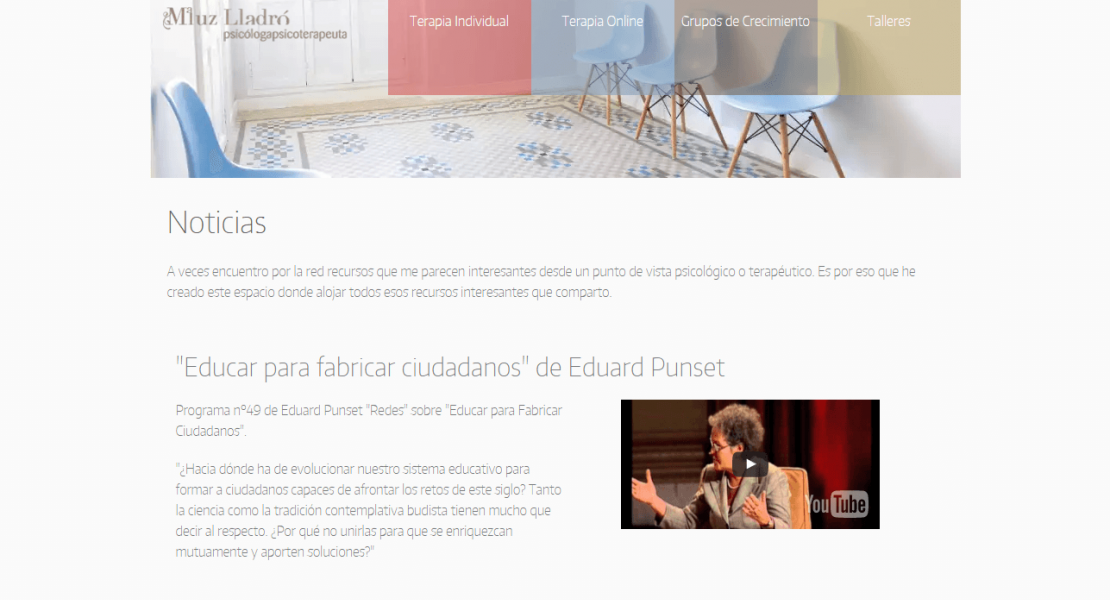 Página de noticias publicadas en la web de Psicoterapia y Desarrollo. Diseño y desarrollo web de Luthiers de Webs.